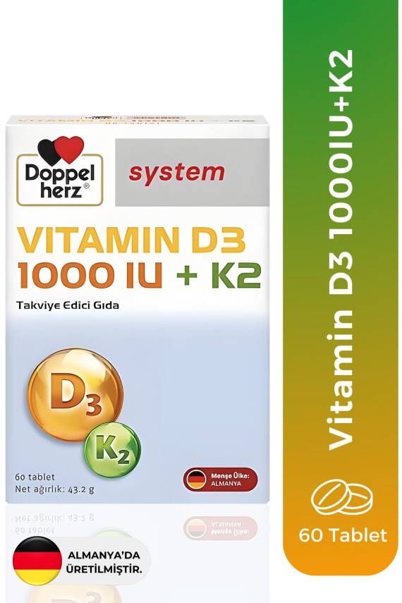 Doppelherz Vitamin D3 1000 IU + K2 60 Tablet - 1