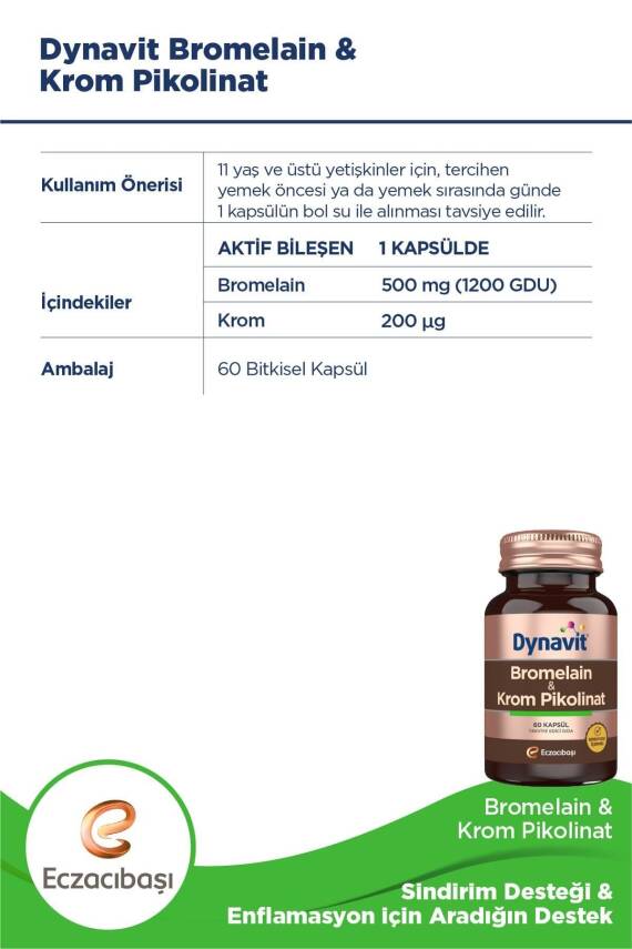 Dynavit Bromelain & Krom Pikolinat 60 Kapsül - 3