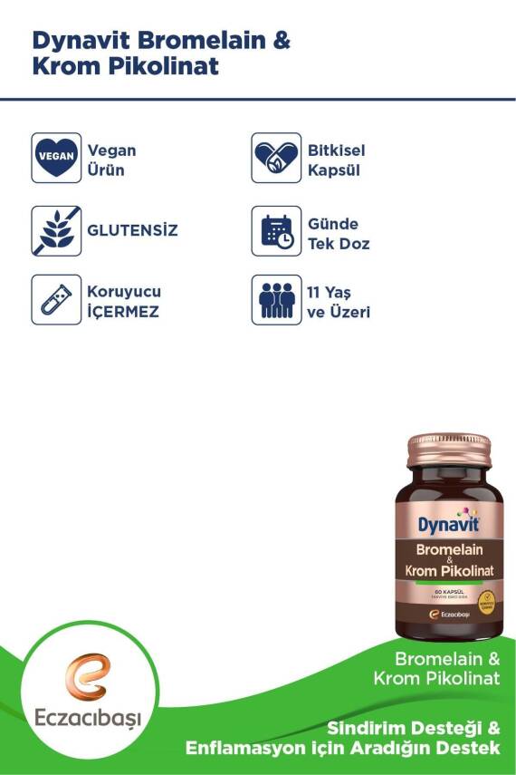 Dynavit Bromelain & Krom Pikolinat 60 Kapsül - 4