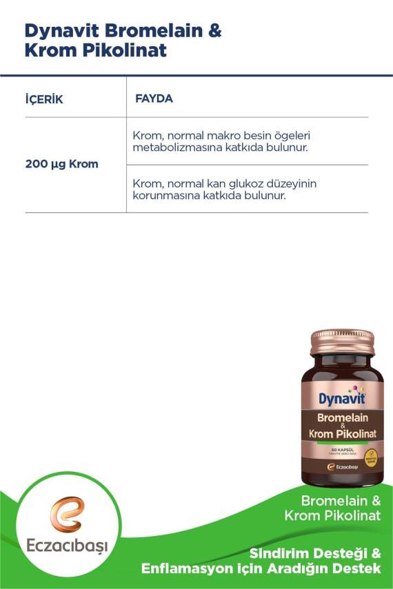 Dynavit Bromelain & Krom Pikolinat 60 Kapsül - 5
