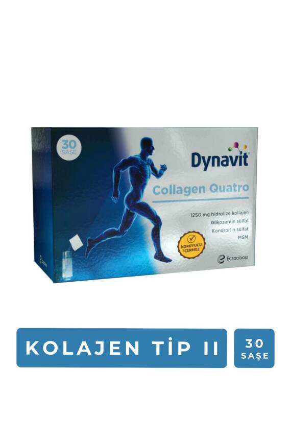 Dynavit Collagen Quatro 30 Saşe - Hidrolize Peptit Tip 2 Tavuk Kolajeni, MSM, Glukozamin Sülfati - 1