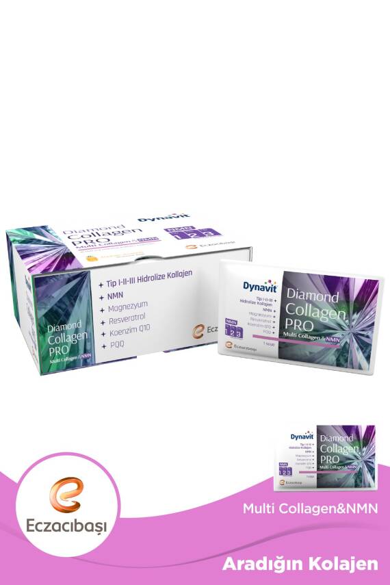 Dynavit Diamond Collagen PRO Tip I-II-III Hidrolize Multi Collagen&NMN Ananas Aromalı 30 Saşe - 1