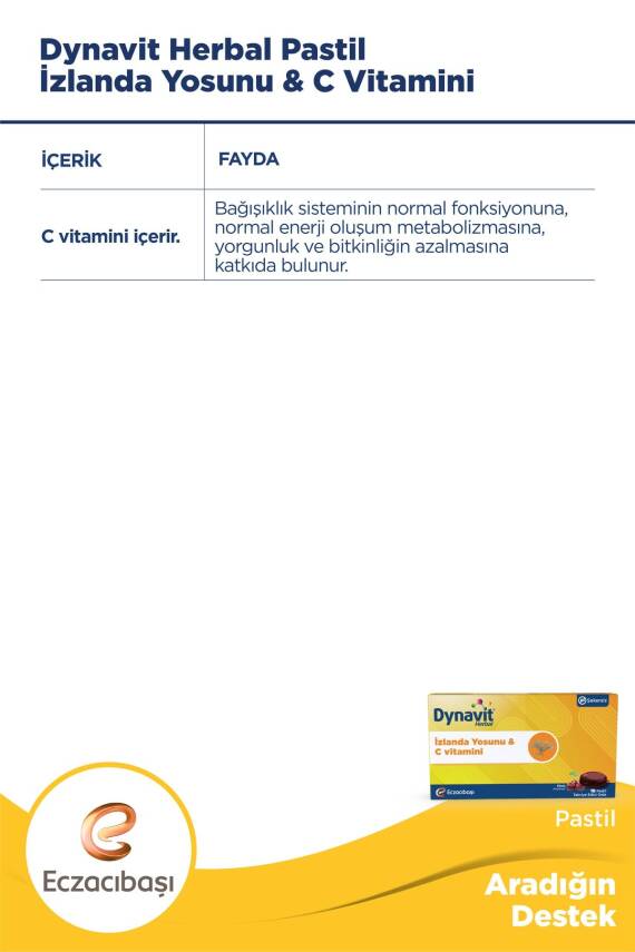 Dynavit Herbal Izlanda Yosunu & Vitamin C 16 Pastil - 3