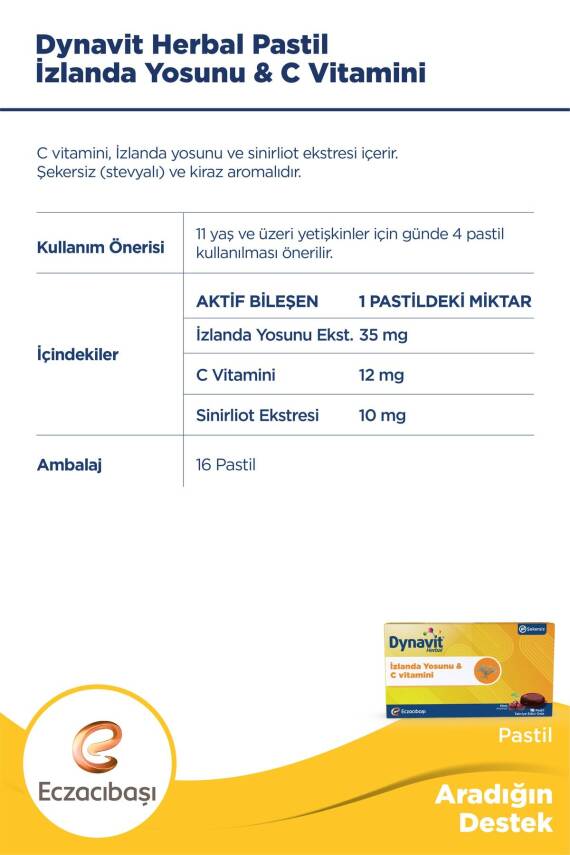 Dynavit Herbal Izlanda Yosunu & Vitamin C 16 Pastil - 4