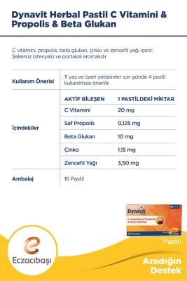Dynavit Herbal Vitamin C Propolis ve Betaglukan 16 Pastil - 4