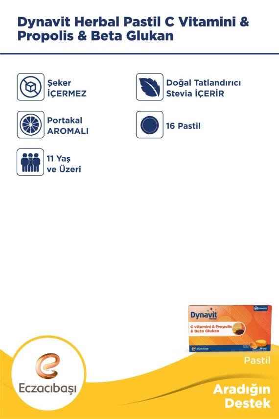 Dynavit Herbal Vitamin C Propolis ve Betaglukan 16 Pastil - 5