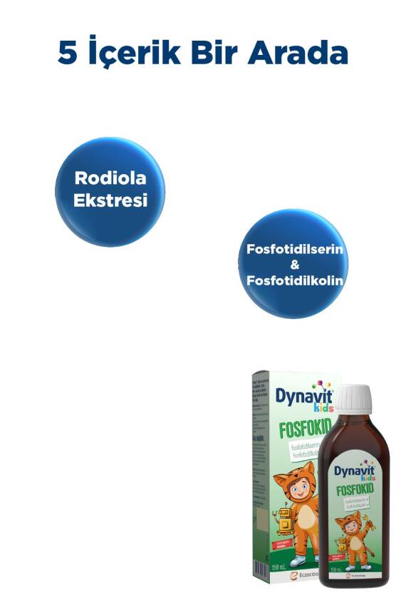 Dynavit Kids Fosfokid Şurup 150 mL - Fosfotidilserin, Fosfotidilkolin, Taurin, Rodiola Ekstresi - 2