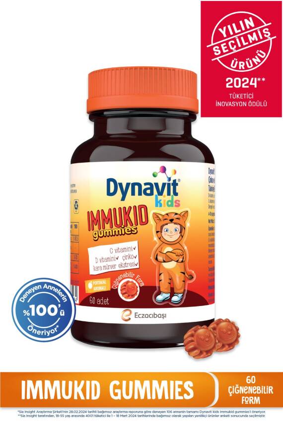 Dynavit Kids İmmukid Gummies 60 Adet Portakallı Çiğnenebilir - 1