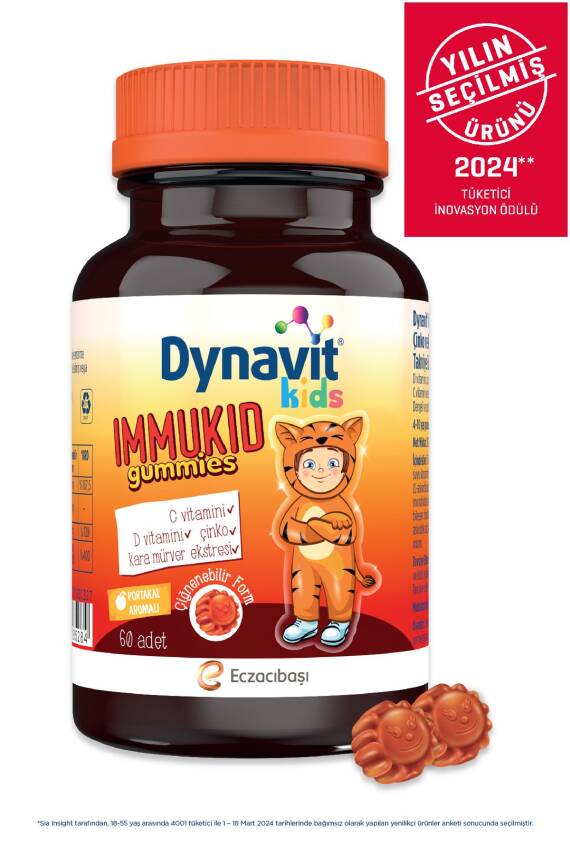 Dynavit Kids İmmukid Gummies 60 Adet Portakallı Çiğnenebilir - 7
