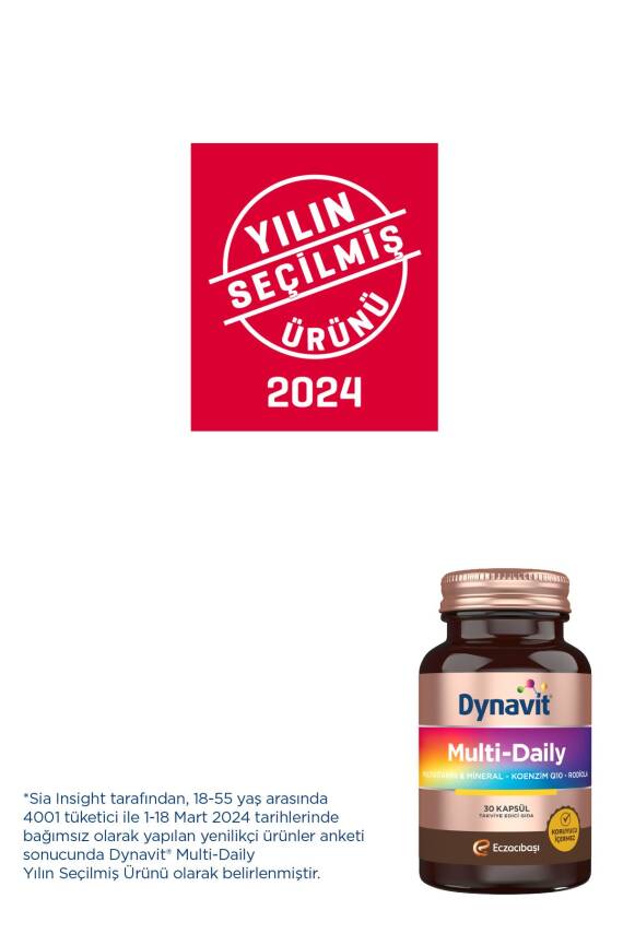 Dynavit Multi-Daily 30 Kapsül - 2'li Avantaj Paketi - Koenzim Q10, Rhodiola, Multivitamin ve Multimineral - 6