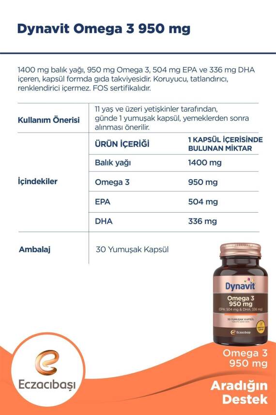 Dynavit Omega 3 950 Mg 30 Soft Kapsül - 4