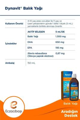Dynavit Portakal Aromalı Balık Yağı 150 ml - 4