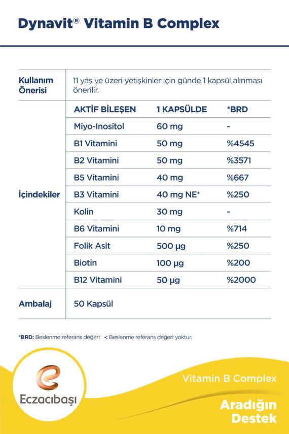 Dynavit VITAMIN B COMPLEX 50 KAPSÜL - 2