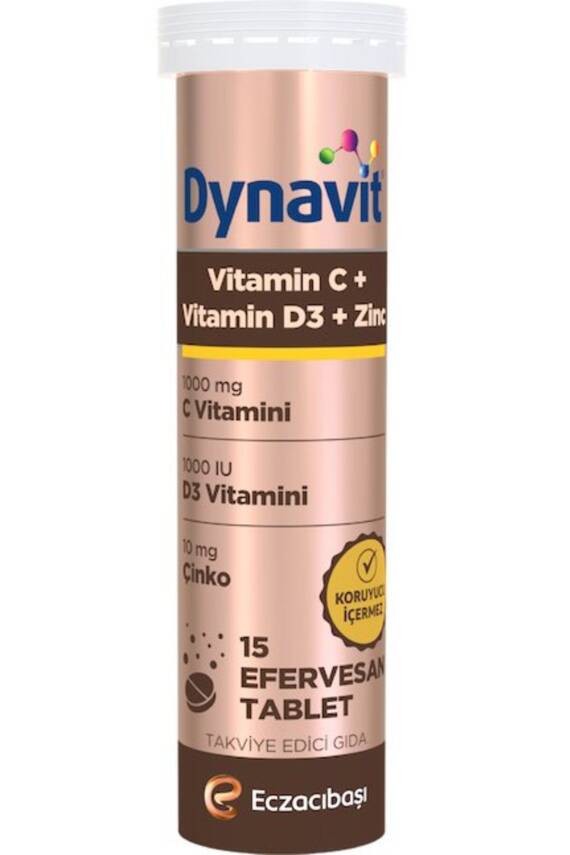 Dynavit Vitamin C + Vitamin D3 + Çinko 15 Efervesan Tablet - 1