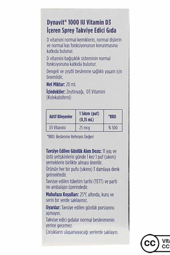 Dynavit Vitamin D3 1000 Iu Sprey 20 ml - 2