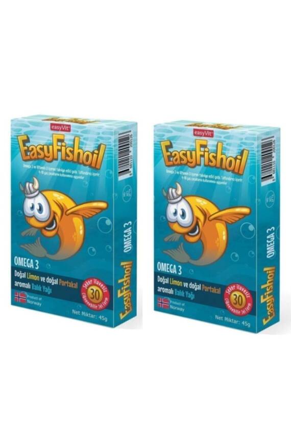 Easyfishoil Balık Yağı Çiğnenebilir Portakal ve Limon Aromalı 30 Tablet X 2 Adet - 1