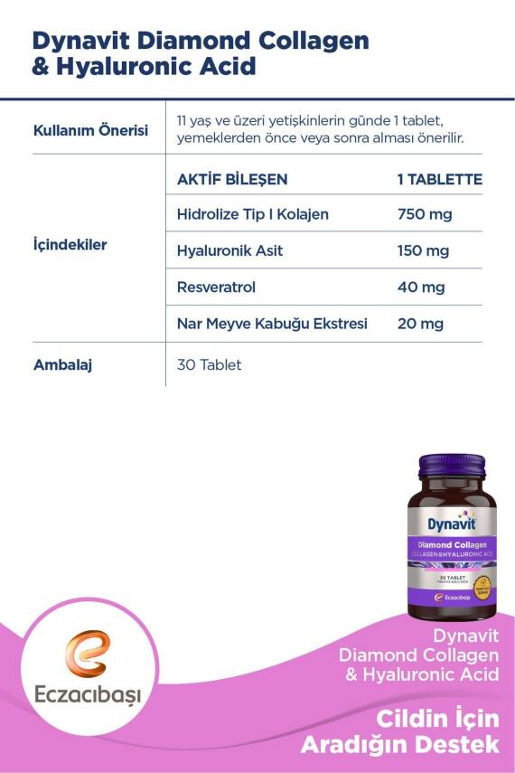 Dynavit Collagen & Hyaluronic Acid 30 Tablet - 3