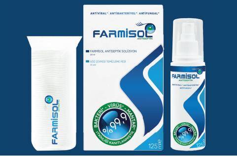 Farmisol Antiseptik Solüsyon 125ml + Temizleme Pedi 50 adet + Antiseptik ve - 1