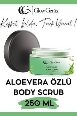 Glow Genix Aloe Vera Özlü Body Scrub | Alovera Özlü Nemlendirici, Besleyici, Arındırıcı Vücut Peelingi | 250 ml - Glow Genix