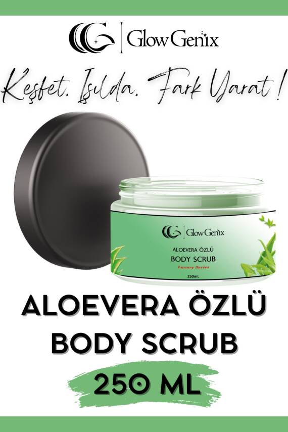 Glow Genix Aloe Vera Özlü Body Scrub | Alovera Özlü Nemlendirici, Besleyici, Arındırıcı Vücut Peelingi | 250 ml - 1