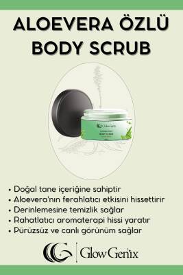 Glow Genix Aloe Vera Özlü Body Scrub | Alovera Özlü Nemlendirici, Besleyici, Arındırıcı Vücut Peelingi | 250 ml - 3