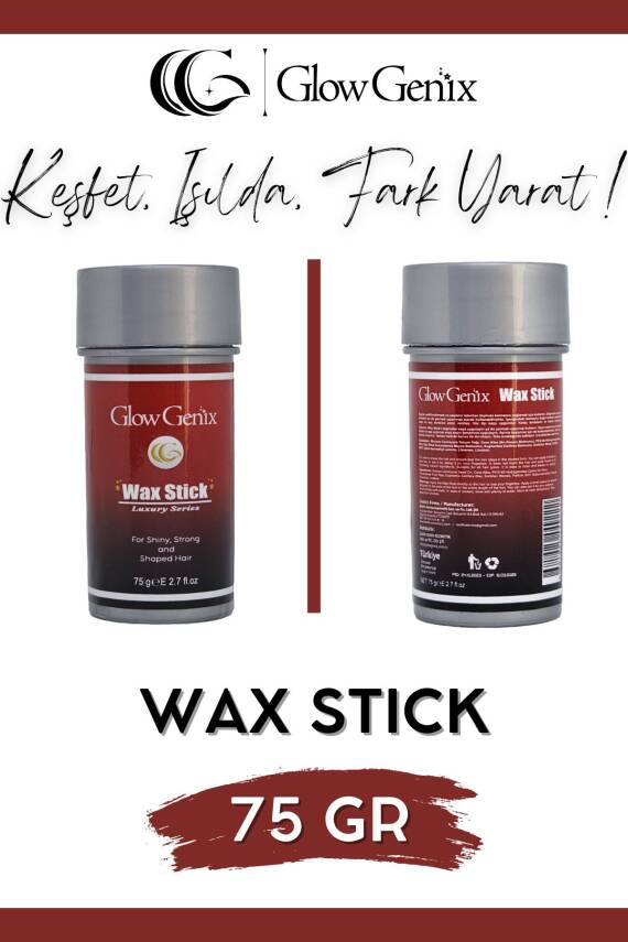 Glow Genix Hair Wax Stick | Saç Şekillendirici, Sabitleyici, Besleyici, Kolay Temizlenen | 75 gr - 1