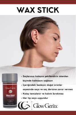 Glow Genix Hair Wax Stick | Saç Şekillendirici, Sabitleyici, Besleyici, Kolay Temizlenen | 75 gr - 3