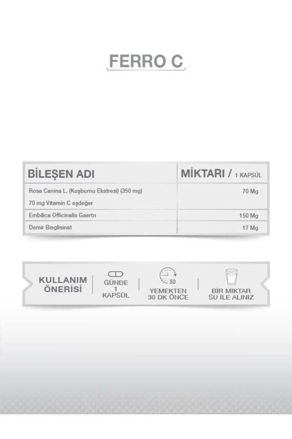 Goodday Ferro' C 17 Mg 60 Kapsül Takviye Edici Gıda - 3
