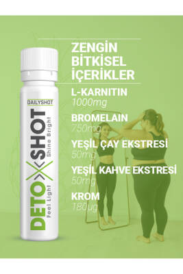 Hangover Shot Detoxshot Kilo Kontrol Desteği, Bromelain, L-Carnitine, Krom, Detox Shot, Likit Detoks Kompleks - 5