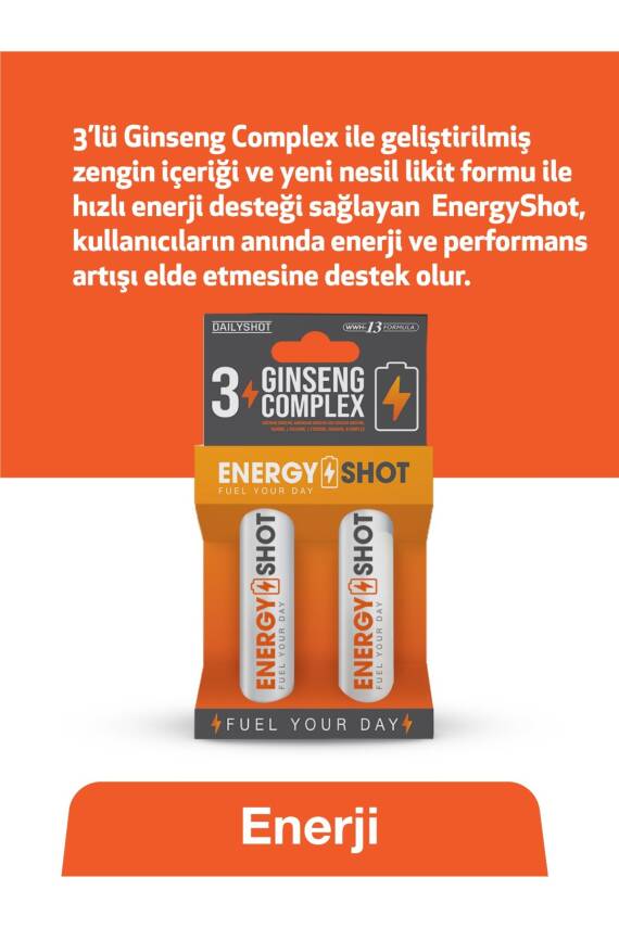 Hangover Shot Energyshot Anında Enerji Desteği, 3 Ginseng Comlex, Guarana, Energy Shot 2'li - 3