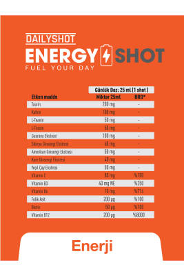 Hangover Shot Energyshot Anında Enerji Desteği, 3 Ginseng Comlex, Guarana, Energy Shot 2'li - 7