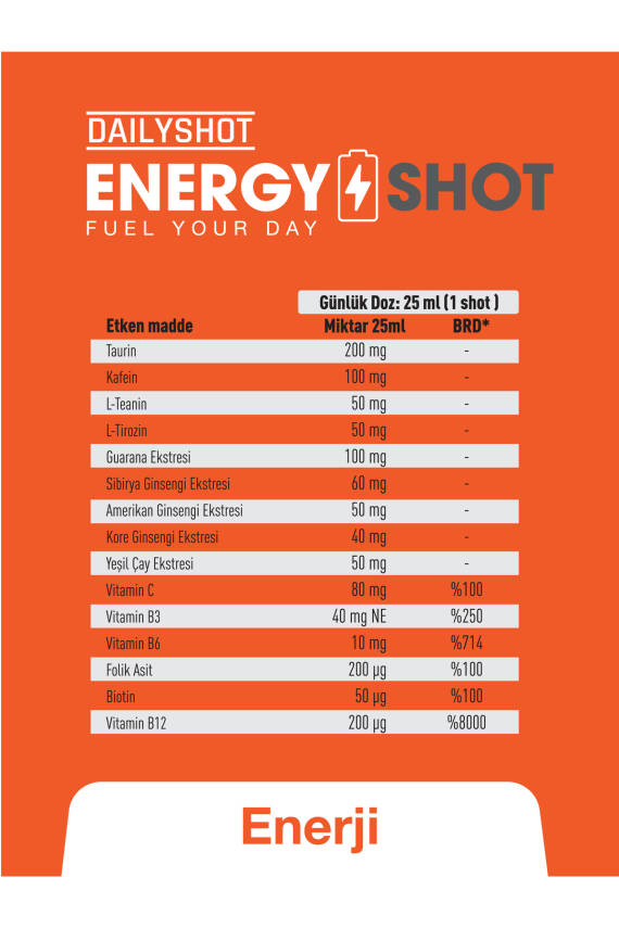 Hangover Shot Energyshot Anında Enerji Desteği, 3 Ginseng Comlex, Guarana, Energy Shot 2'li - 7