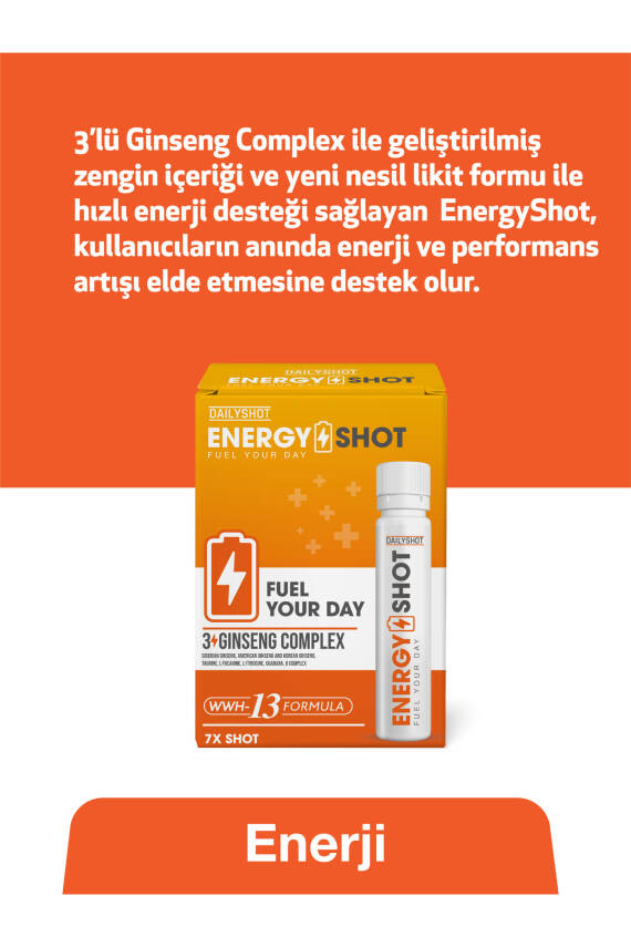 Hangover Shot Energyshot Anında Enerji Desteği, 3 Ginseng Comlex, Guarana, Energy Shot 7'li - 3