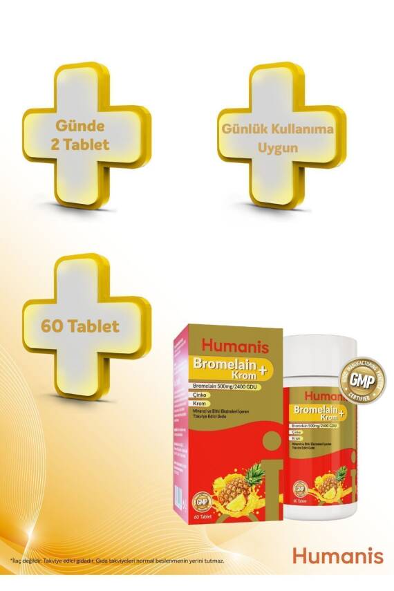 Humanis Bromelain+Krom, Çinko 60 Tablet - 5