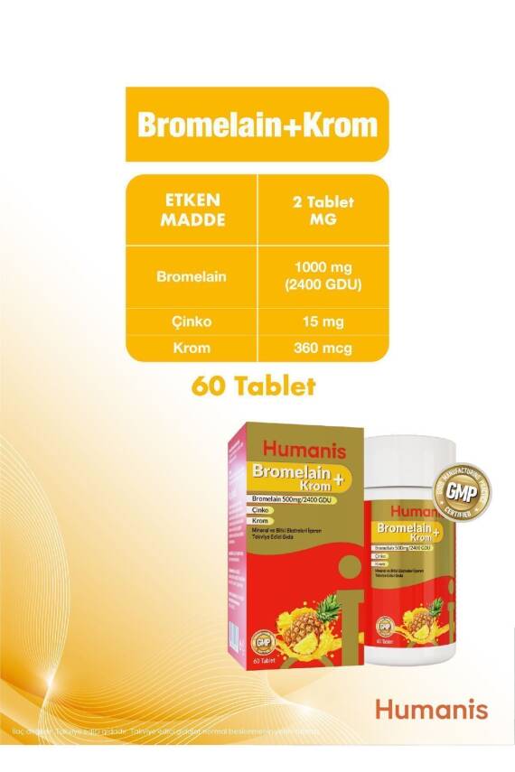 Humanis Bromelain+Krom, Çinko 60 Tablet - 6