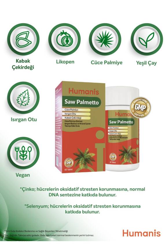 Humanis Saw Palmetto Isırgan ve Bitki Ekstreleri İçeren 60 Tablet - 3