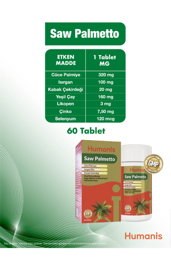 Humanis Saw Palmetto Isırgan ve Bitki Ekstreleri İçeren 60 Tablet - 6