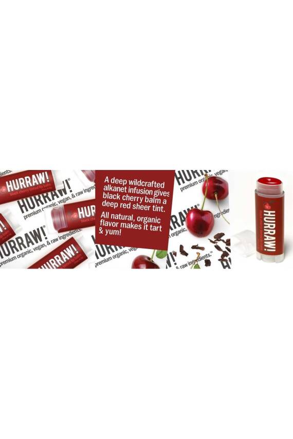 Hurraw Black Cherry Tinted Lip Balm Dudak Balmı Vişne 4.8g - 3