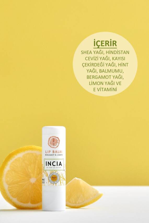 Incia %100 Doğal Dudak Besleyici Bergamot & Limon Bitkisel Nemlendirici Dudak Bakım Kremi 6 G - 4