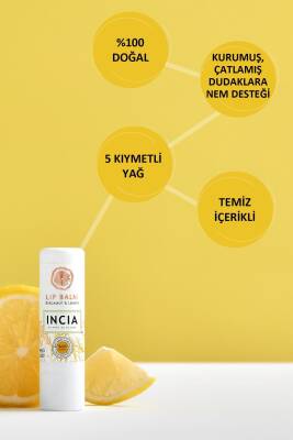 Incia %100 Doğal Dudak Besleyici Bergamot & Limon Bitkisel Nemlendirici Dudak Bakım Kremi 6 G - 5