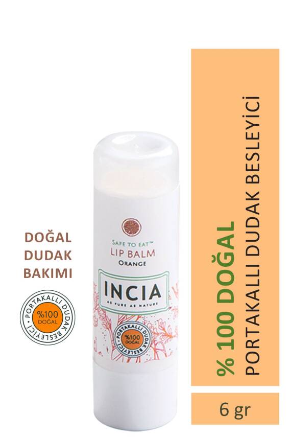 Incia %100 Doğal Dudak Besleyici Portakal Bitkisel Nemlendirici Dudak Bakım Kremi 6 G - 1