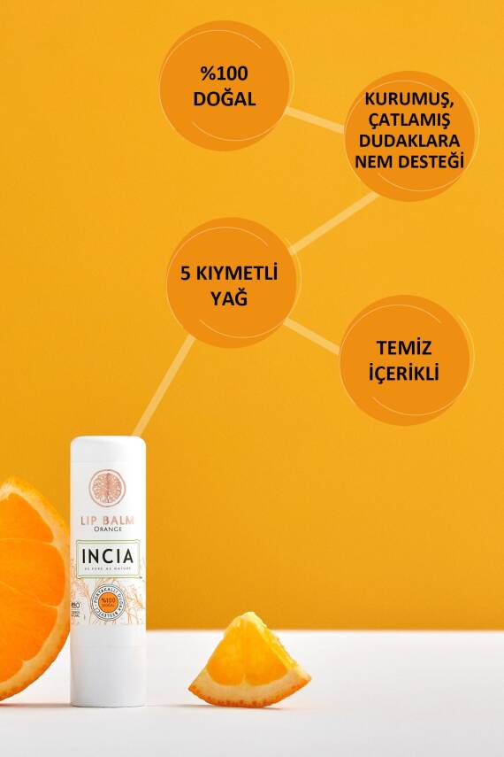 Incia %100 Doğal Dudak Besleyici Portakal Bitkisel Nemlendirici Dudak Bakım Kremi 6 G - 5