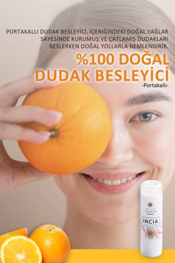 Incia %100 Doğal Dudak Besleyici Portakal Bitkisel Nemlendirici Dudak Bakım Kremi 6 G - 6