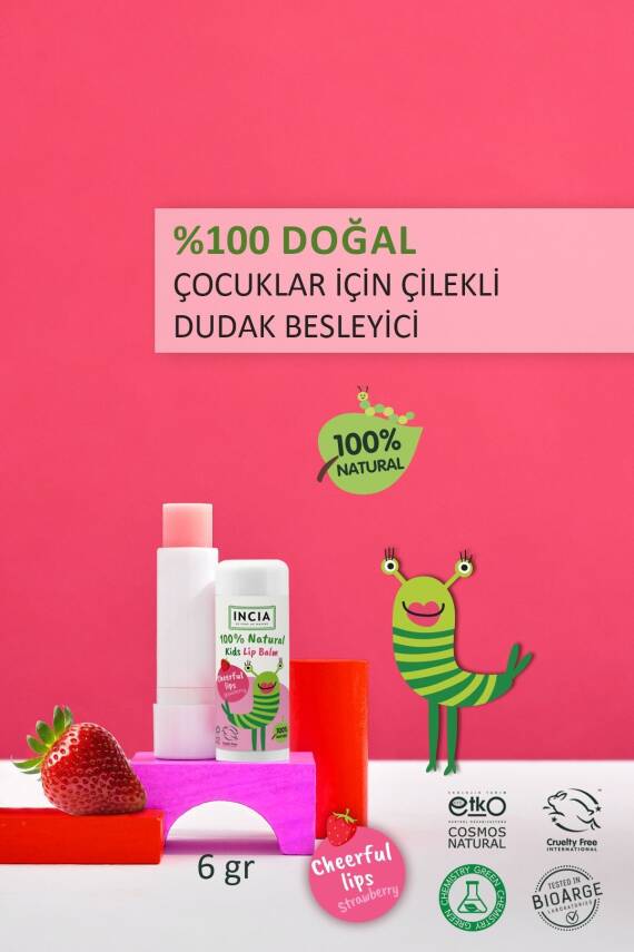 Incia %100 Doğal Kids Dudak Besleyici Çilek Bitkisel Nemlendirici Dudak Bakım Kremi 6 G - 2