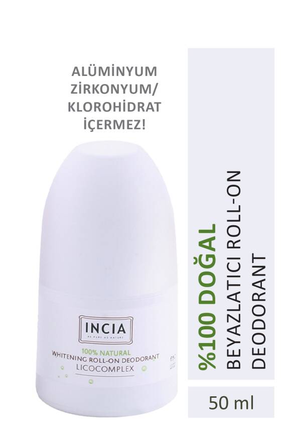 Incia %100 Doğal Roll On Deodorant Beyazlatıcı Ter Kokusu Önleyici Lekesiz 50 ml - 1