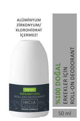 Incia %100 Doğal Roll-on Deodorant Erkeler Için Ter Kokusu Önleyici Lekesiz 50ml - 1