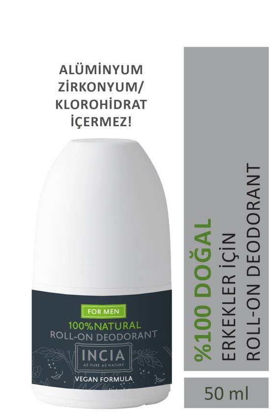 Incia %100 Doğal Roll-on Deodorant Erkeler Için Ter Kokusu Önleyici Lekesiz 50ml - 1