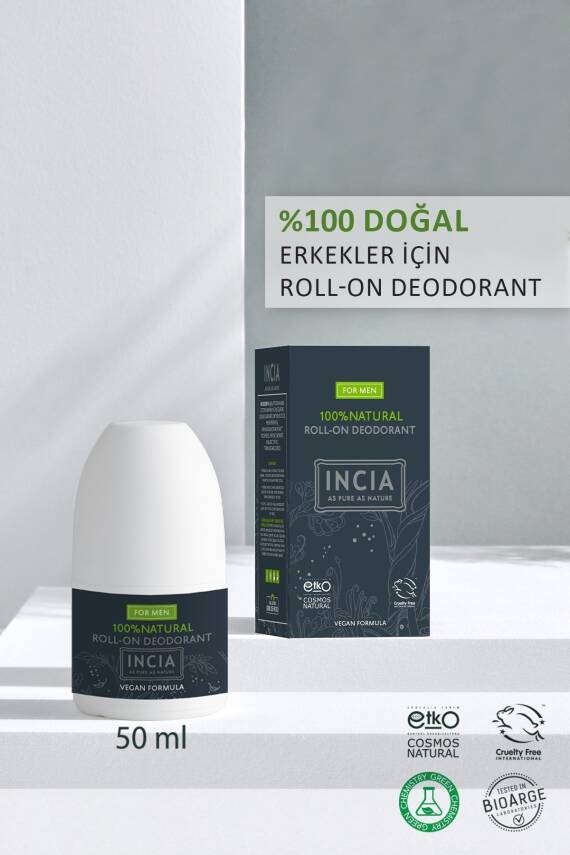 Incia %100 Doğal Roll-on Deodorant Erkeler Için Ter Kokusu Önleyici Lekesiz 50ml - 2