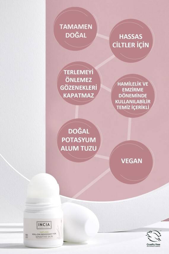 Incia %100 Doğal Roll On Deodorant Hassas Ciltler İçin Ter Kokusu Önleyici Lekesiz 50 ml - 5