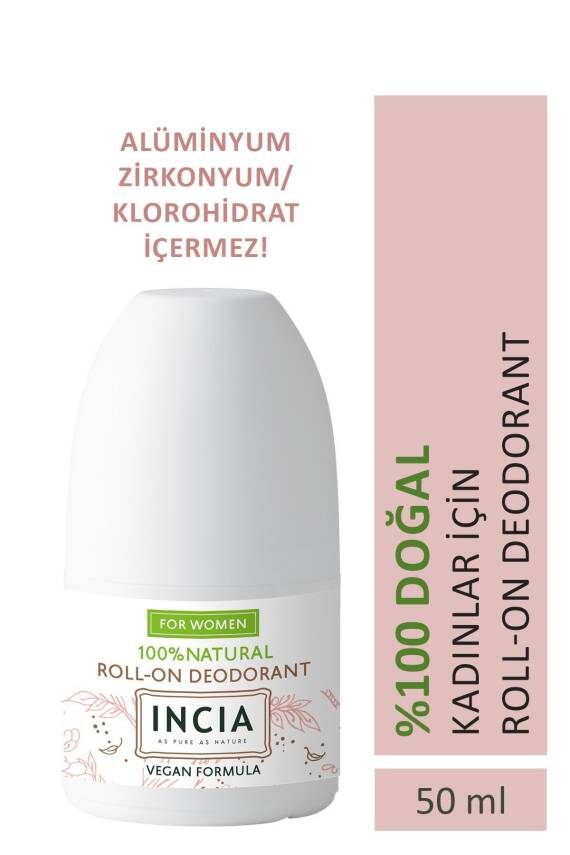 Incia %100 Doğal Roll On Deodorant Kadınlar İçin Ter Kokusu Önleyici Lekesiz 50 ml - 1